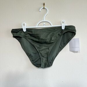 La Blanca Island Goddess Olive Green Bikini Bottoms 14 NEW
